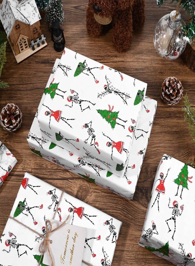 Bolsome 100Sheets Christmas Tissue Paper Funny Dancing Skeleton Xmas Tree Santa Hat Printed Tissue Paper for Gift Wrapping for Winter Holidays DIY Craft Supplies - Image 3